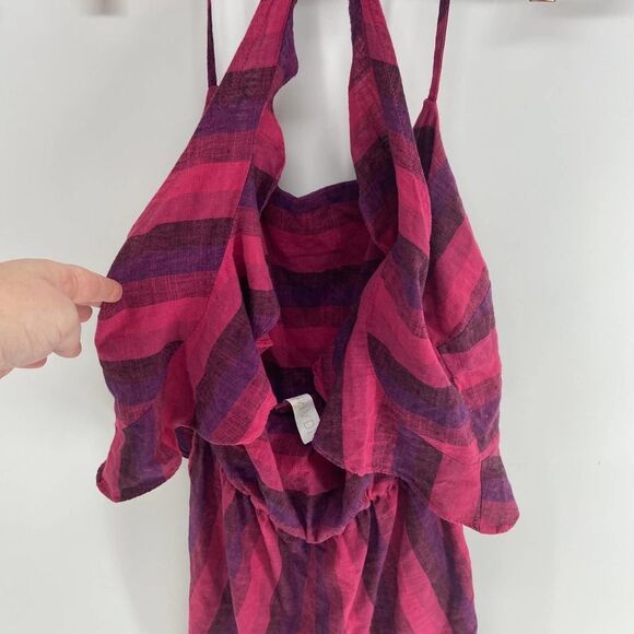 Anthropologie Amadi purple pink striped open back short romper women xs NWT - Picture 4 of 8